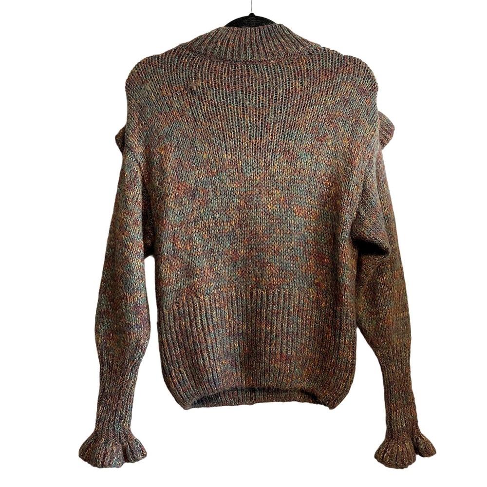 Zara Rose Appliqué Ruffle Detail Multi-Color Knit  Mohair Blend Sweater Size S - Picture 4 of 10